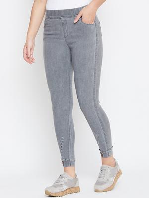 distressed detail solid jeggings - 16459042 - Standard Image - 2