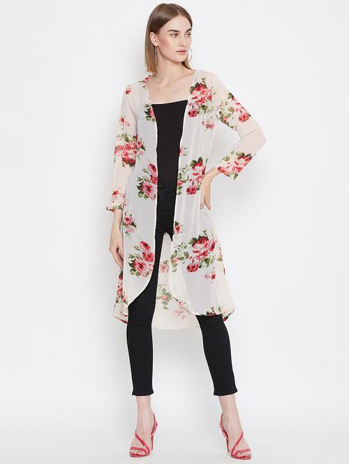 floral long line shrug - 16459521 - Standard Image - 1