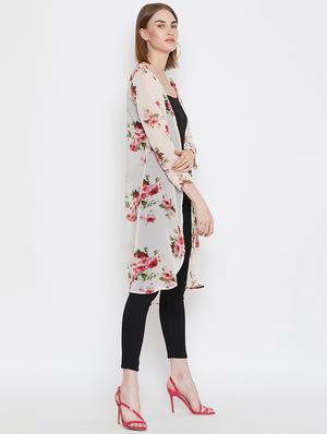 floral long line shrug - 16459521 - Standard Image - 2