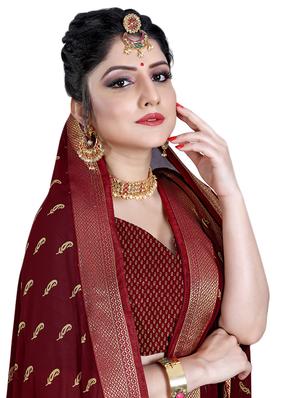 paisley printed saree with blouse - 16460066 - Standard Image - 3