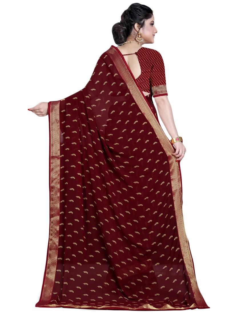 paisley printed saree with blouse - 16460066 - Zoom Image - 2