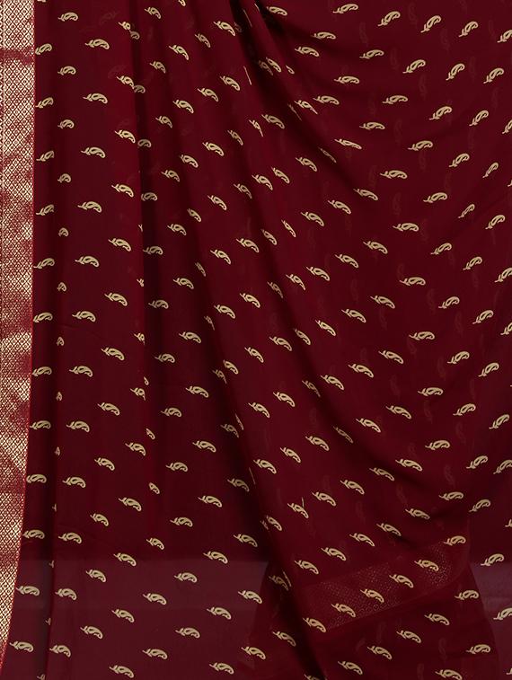 paisley printed saree with blouse - 16460066 - Zoom Image - 5