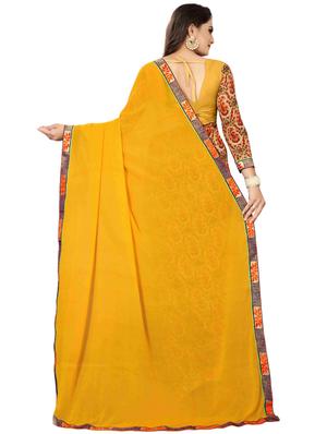 half & half printed saree with blouse - 16460111 - Standard Image - 2