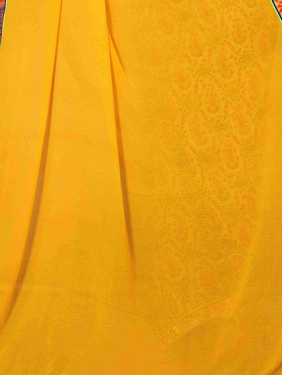 half & half printed saree with blouse - 16460111 - Zoom Image - 3