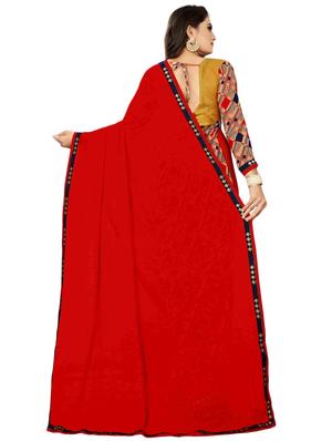 half & half printed saree with blouse - 16460115 - Standard Image - 2