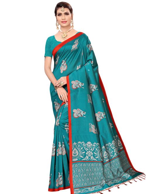 conversational printed saree with blouse - 16460146 - Standard Image - 1