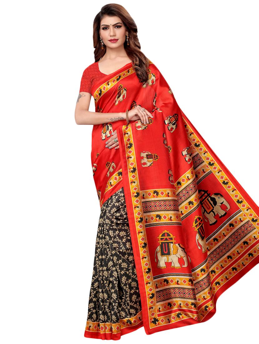 conversational printed saree with blouse - 16460192 - Zoom Image - 1