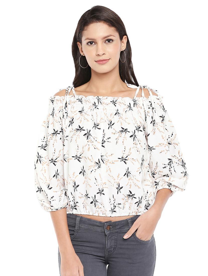 shoulder tie knot blouson top - 16460444 - Zoom Image - 1