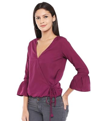 faux overlap blouson top - 16460450 - Standard Image - 2