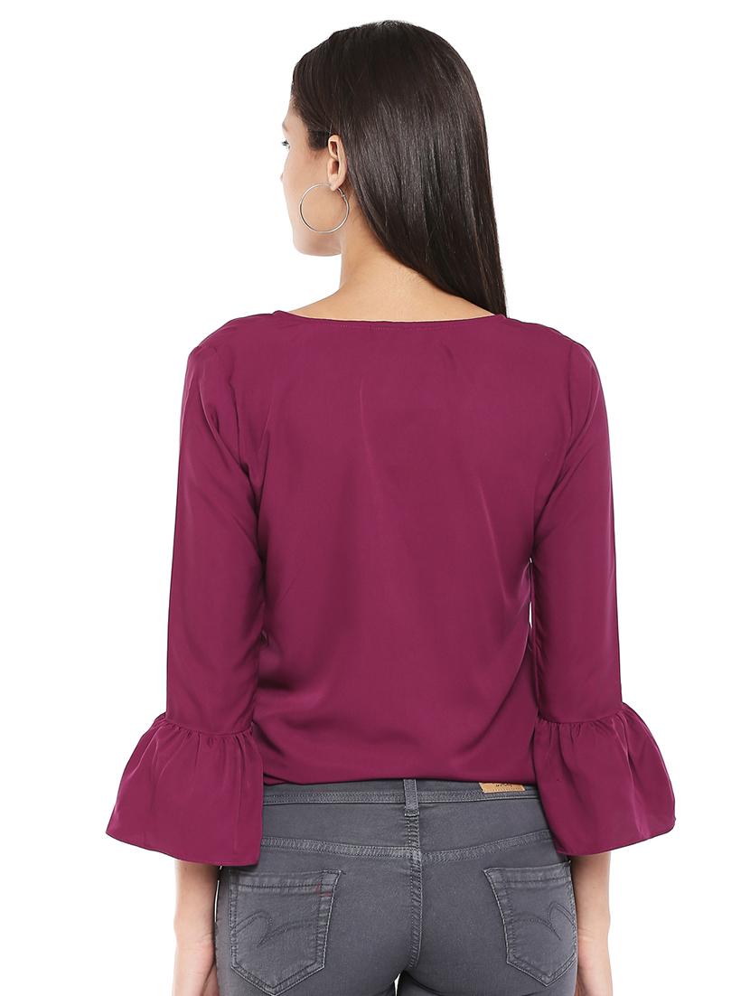 faux overlap blouson top - 16460450 - Zoom Image - 3