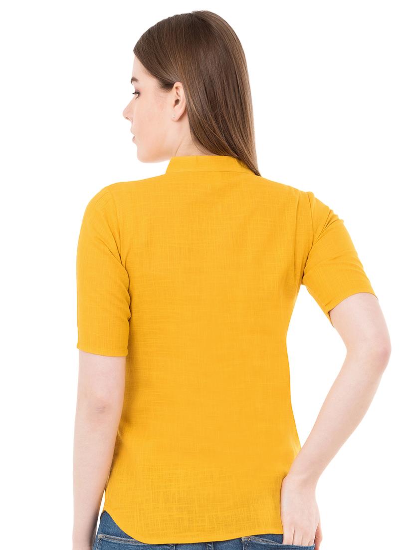 mandarin neck solid shirt - 16461653 - Zoom Image - 3