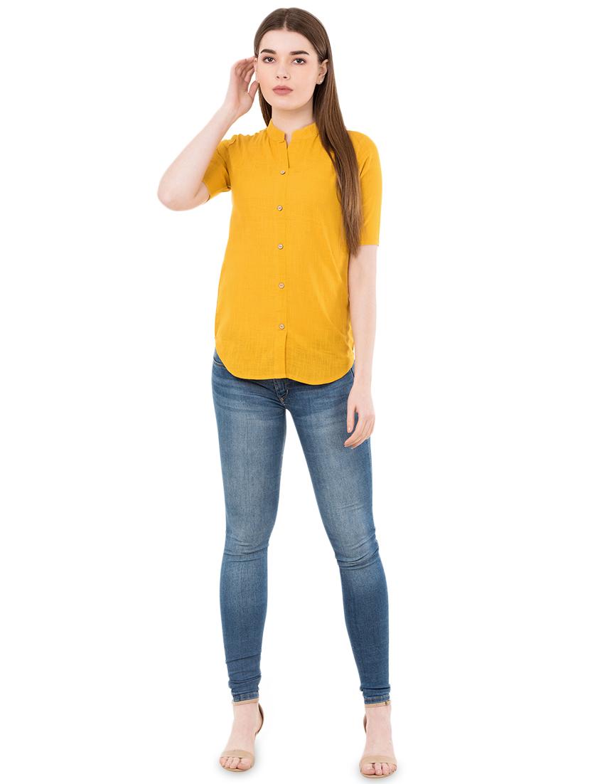 mandarin neck solid shirt - 16461653 - Zoom Image - 4