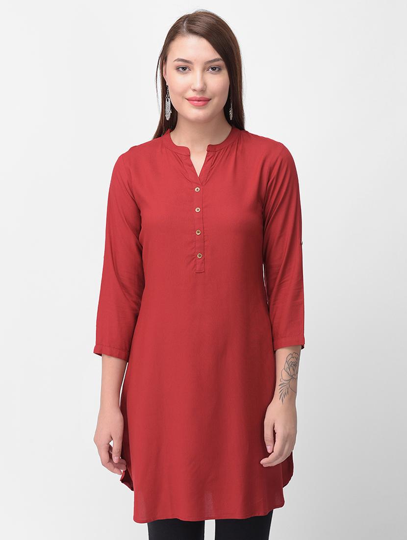 solid straight kurti - 16461666 - Zoom Image - 1