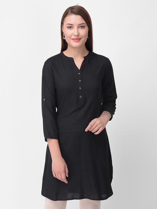 solid straight kurti - 16461670 - Standard Image - 1
