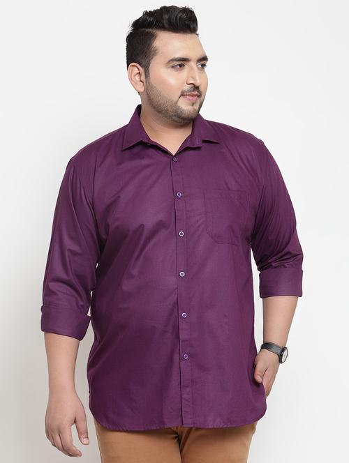 purple solid casual shirt - 16462103 - Standard Image - 1