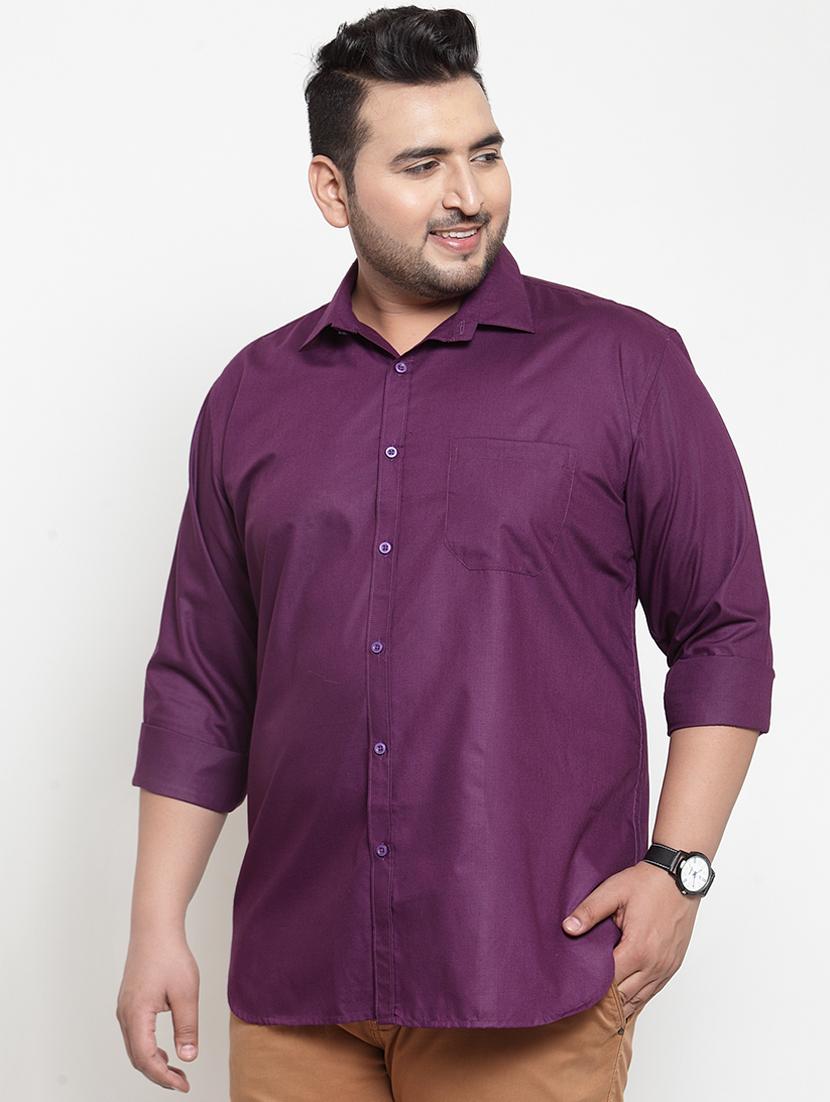 purple solid casual shirt - 16462103 - Zoom Image - 2