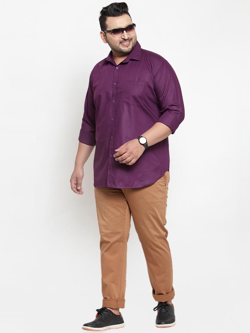 purple solid casual shirt - 16462103 - Zoom Image - 4
