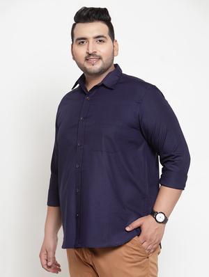 navy blue solid casual shirt - 16462108 - Standard Image - 2