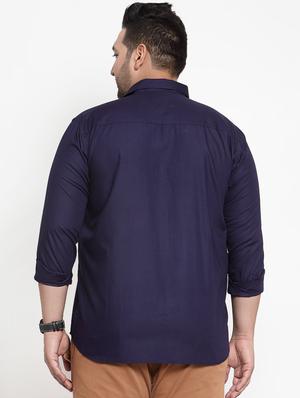 navy blue solid casual shirt - 16462108 - Standard Image - 3