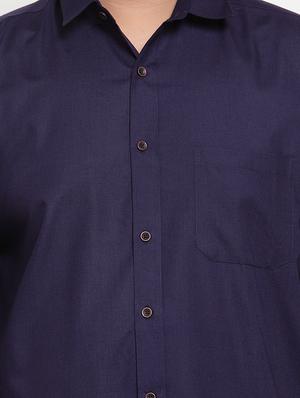 navy blue solid casual shirt - 16462108 - Standard Image - 5