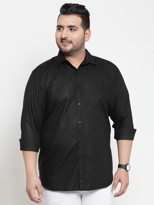 black solid casual shirt - 16462116 - Standard Image - 1