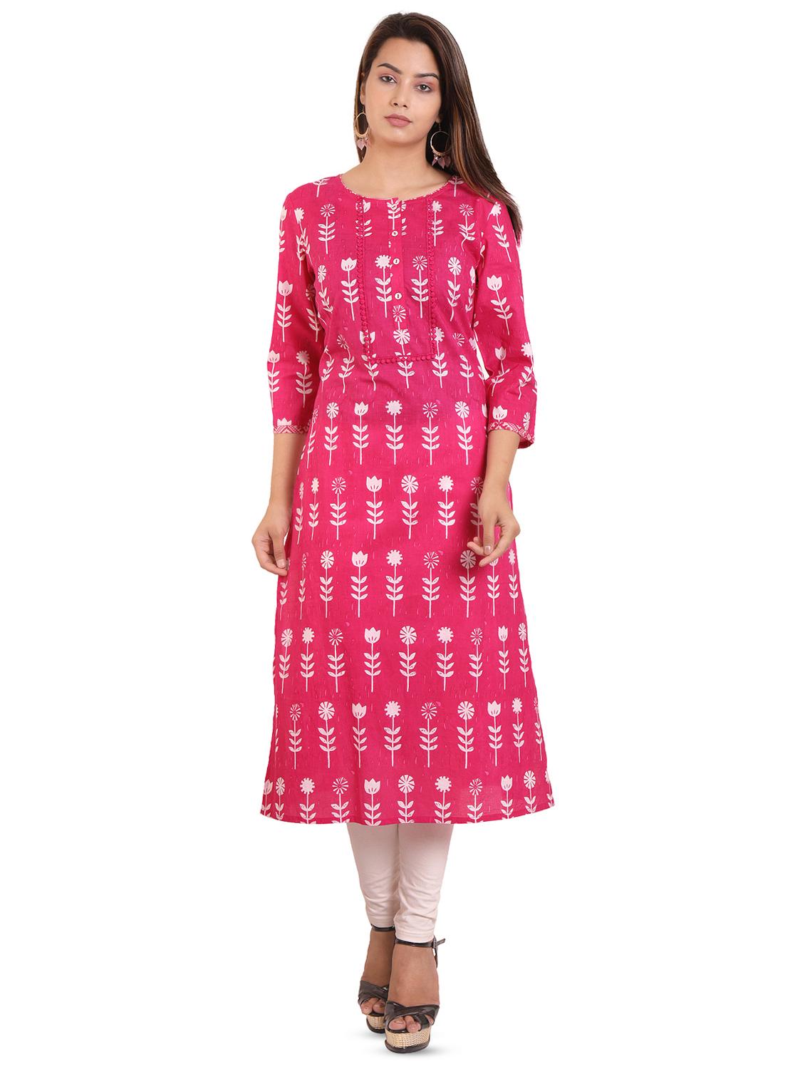 block printed straight kurta - 16462306 - Zoom Image - 1
