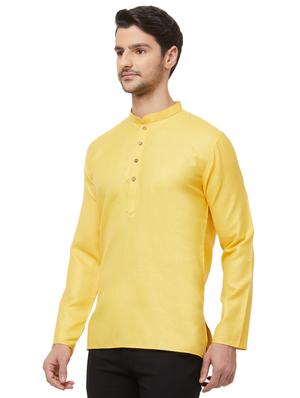 yellow solid short kurta - 16462329 - Standard Image - 2