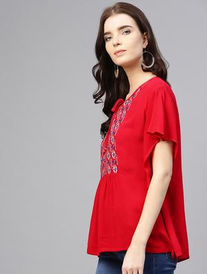 red rayon regular top - 16463198 - Standard Image - 2