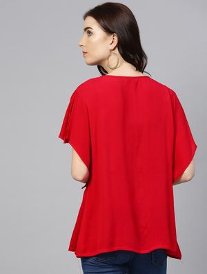 red rayon regular top - 16463198 - Standard Image - 3