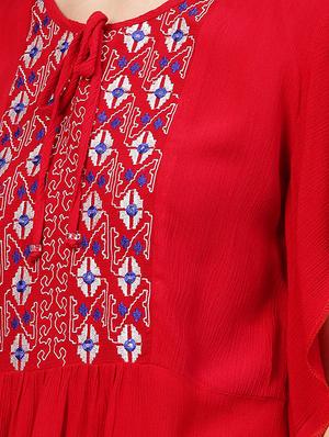 red rayon regular top - 16463198 - Standard Image - 5
