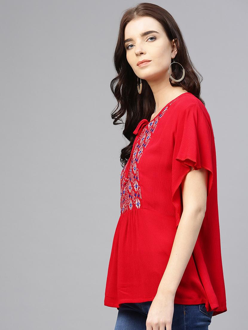 red rayon regular top - 16463198 - Zoom Image - 2