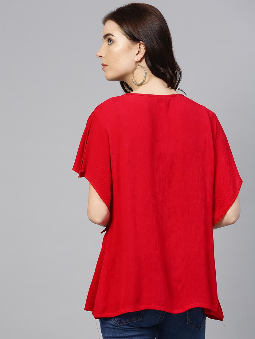 red rayon regular top - 16463198 - Zoom Image - 3