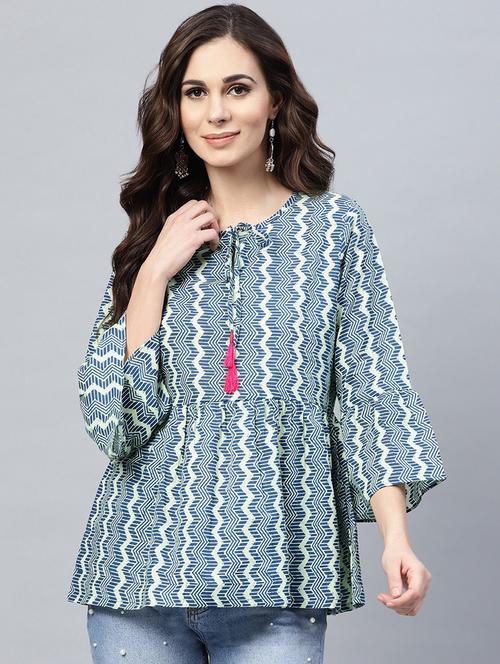 blue cotton regular top - 16463206 - Standard Image - 1