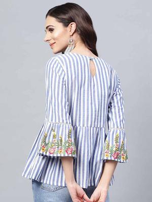 floral embroidered striped top - 16463216 - Standard Image - 3