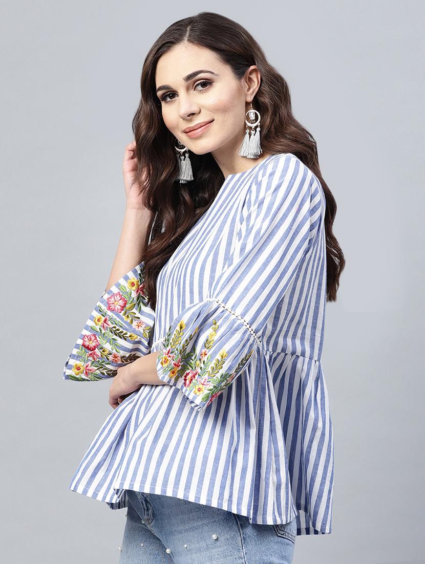 floral embroidered striped top - 16463216 - Zoom Image - 2