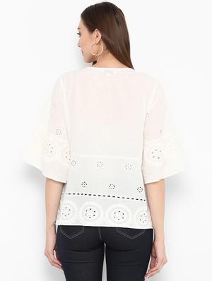 tassel tie up schiffli tunic - 16463228 - Standard Image - 3