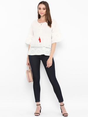tassel tie up schiffli tunic - 16463228 - Standard Image - 4