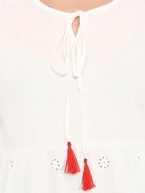 tassel tie up schiffli tunic - 16463228 - Standard Image - 5