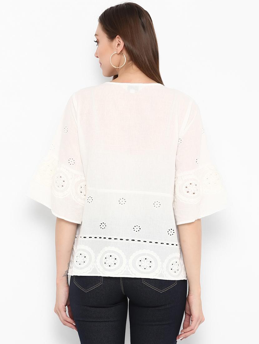tassel tie up schiffli tunic - 16463228 - Zoom Image - 3