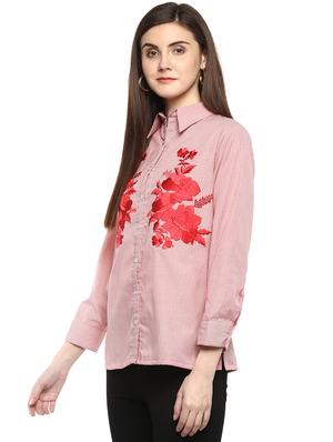 floral embroidered pin stripes shirt - 16463232 - Standard Image - 2
