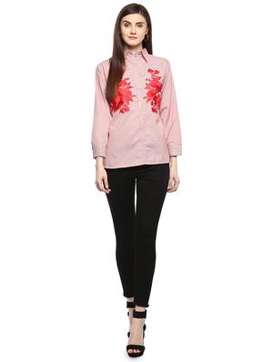 floral embroidered pin stripes shirt - 16463232 - Standard Image - 4