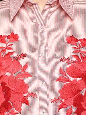 floral embroidered pin stripes shirt - 16463232 - Standard Image - 5