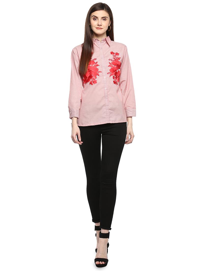floral embroidered pin stripes shirt - 16463232 - Zoom Image - 4