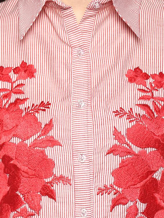 floral embroidered pin stripes shirt - 16463232 - Zoom Image - 5