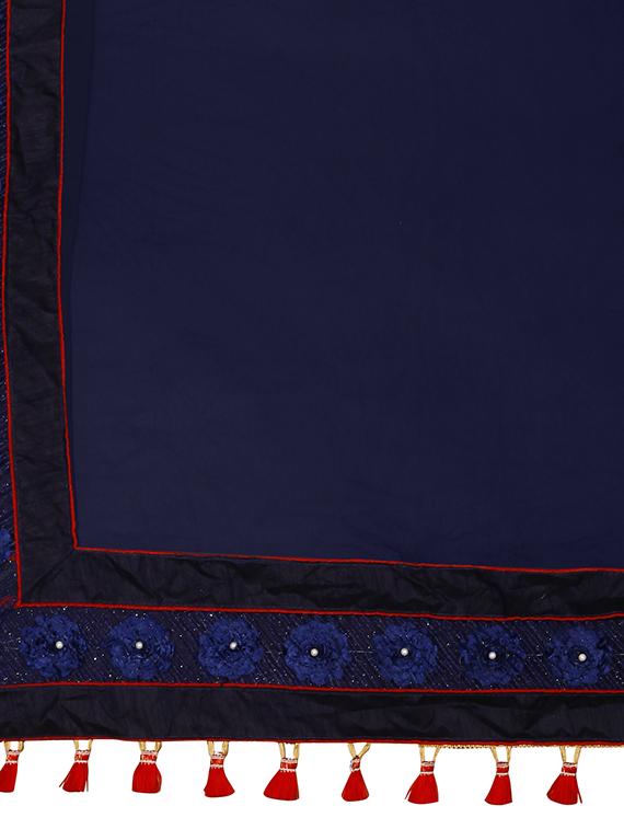 embroidered solid saree with blouse - 16463748 - Zoom Image - 4