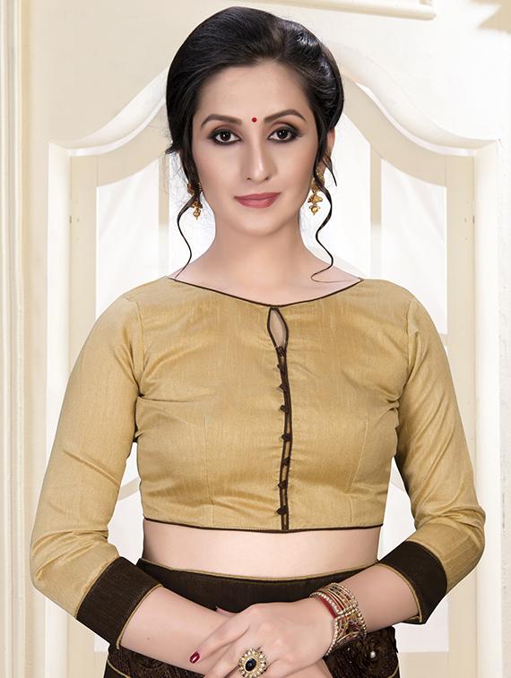 embroidered solid saree with blouse - 16463749 - Zoom Image - 3