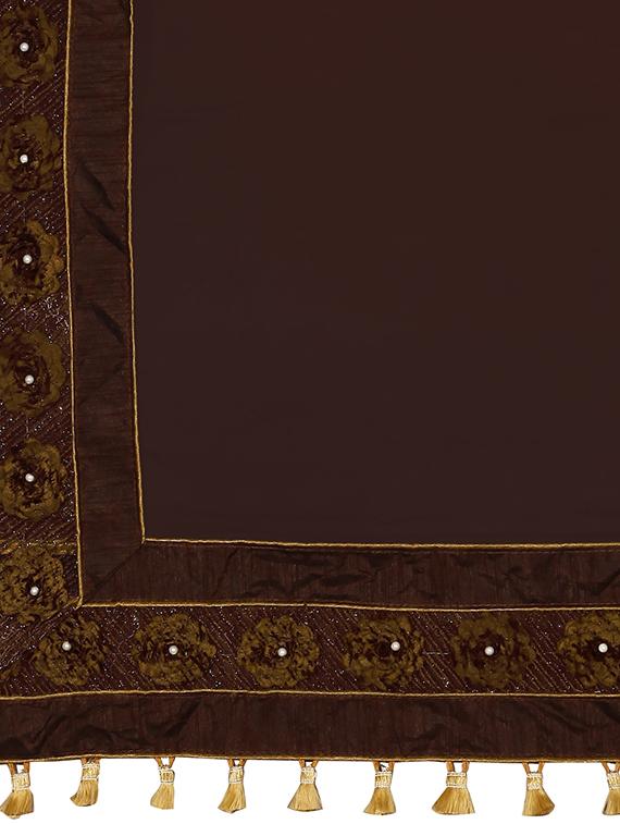 embroidered solid saree with blouse - 16463749 - Zoom Image - 4