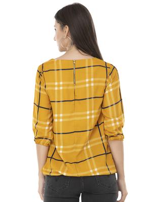round neck plaid checks top - 16464517 - Standard Image - 3