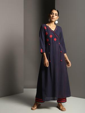 embroidered angrakha kurta - 16465399 - Standard Image - 2