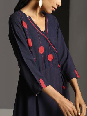 embroidered angrakha kurta - 16465399 - Standard Image - 4